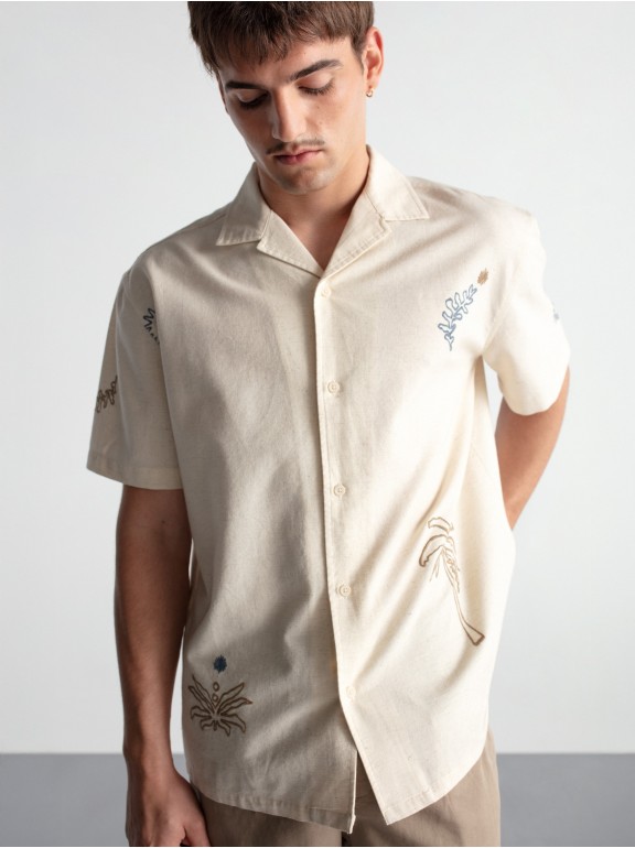 Camisa lino bordados