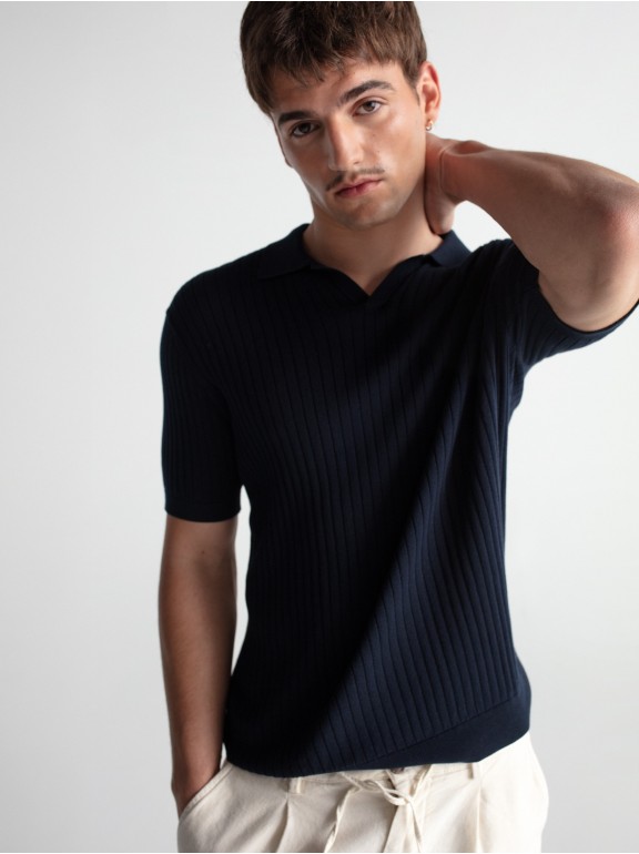 Polo tricot canalé