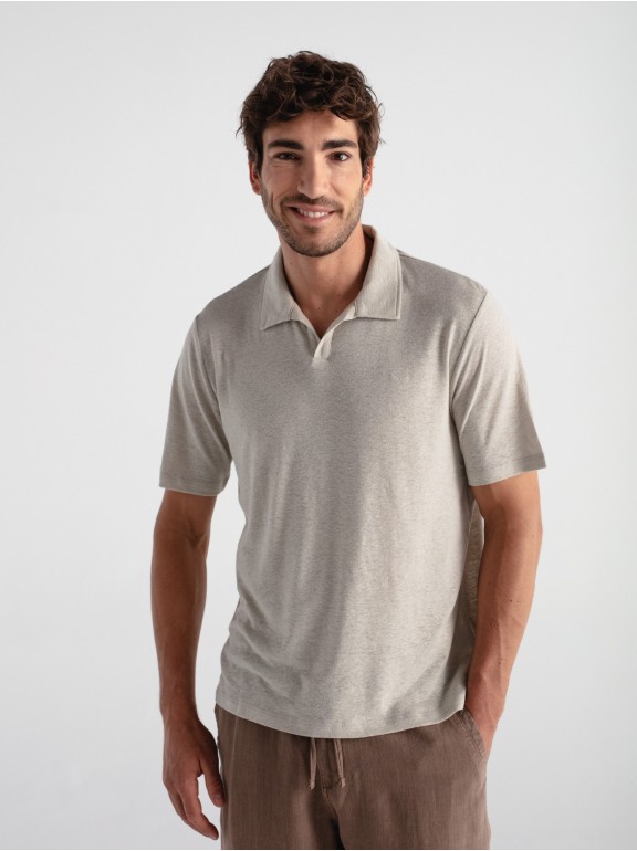 Polo lino manga corta