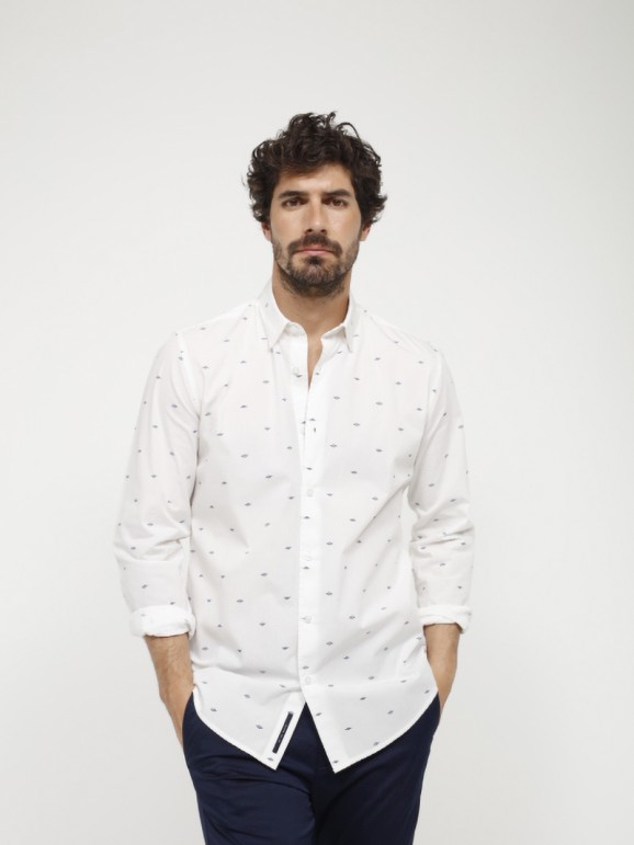 Desconocido nombre de la marca polla Camisa manga larga estampada Tallas M Color Blanco